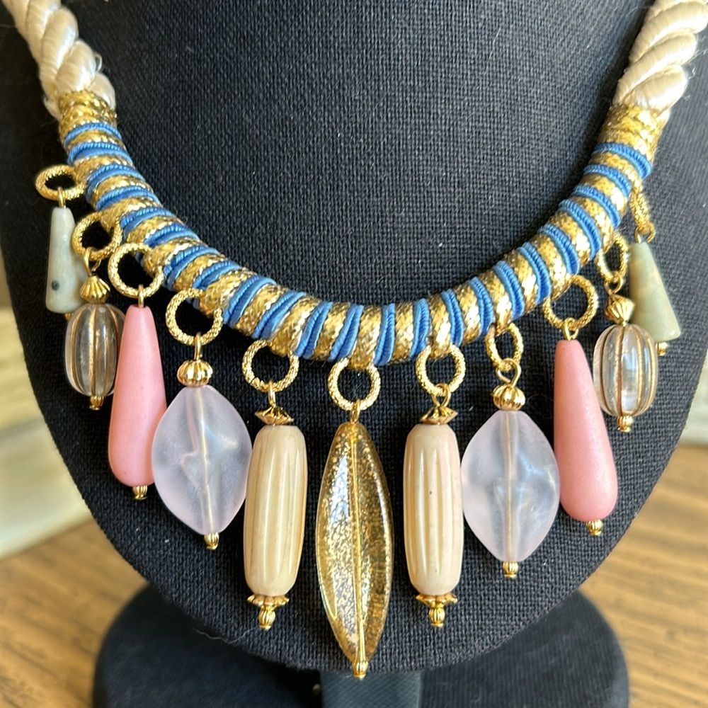 Vintage Egyptian Look Rope Charm Necklace - Picture 7 of 13